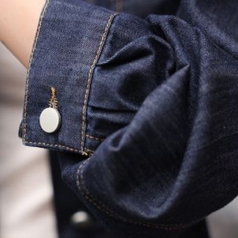 デニムセットアップ ショート丈ジャケットとワイドパンツの上下セット