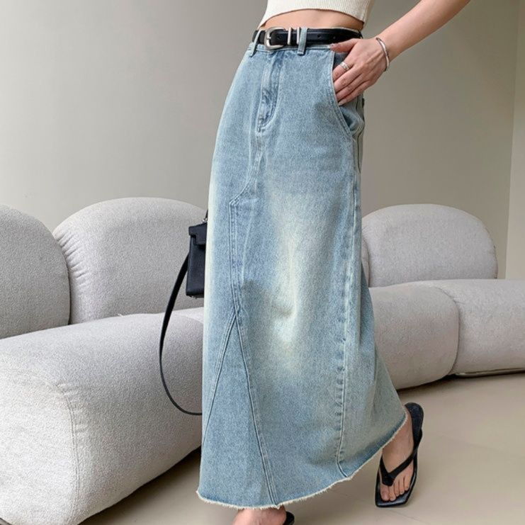 デニムセットアップ チャイナ風ノースリーブデニムセット