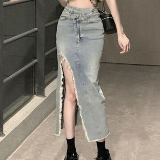 デニムセットアップ フリンジ装飾セットアップ