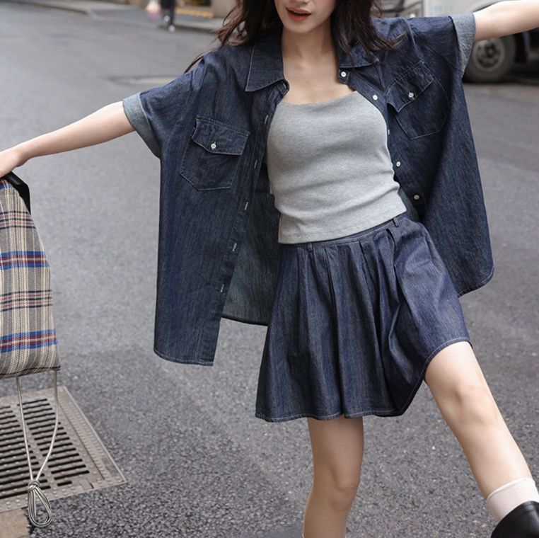 デニムセットアップ 都会的ゆとりシルエットセットアップ