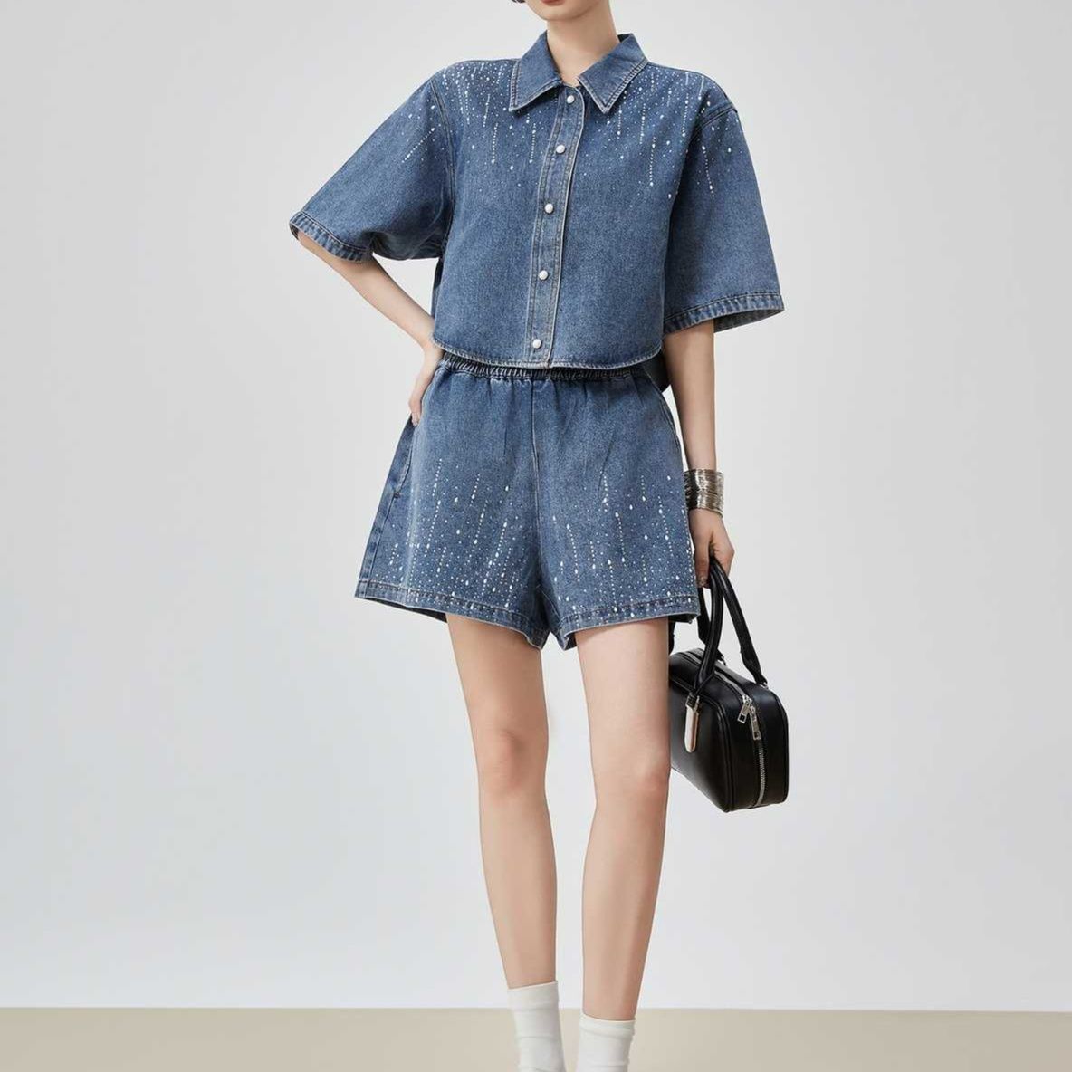 デニムセットアップ 星空きらめくデニムセットアップ