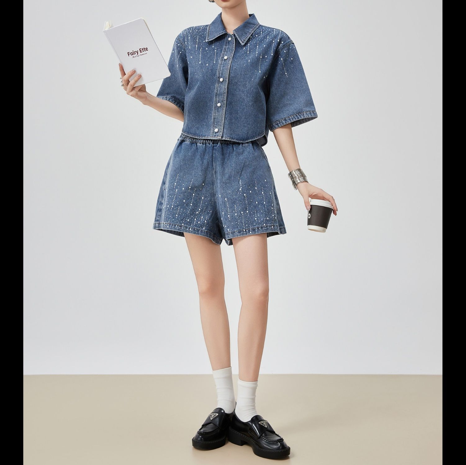 デニムセットアップ 星空きらめくデニムセットアップ