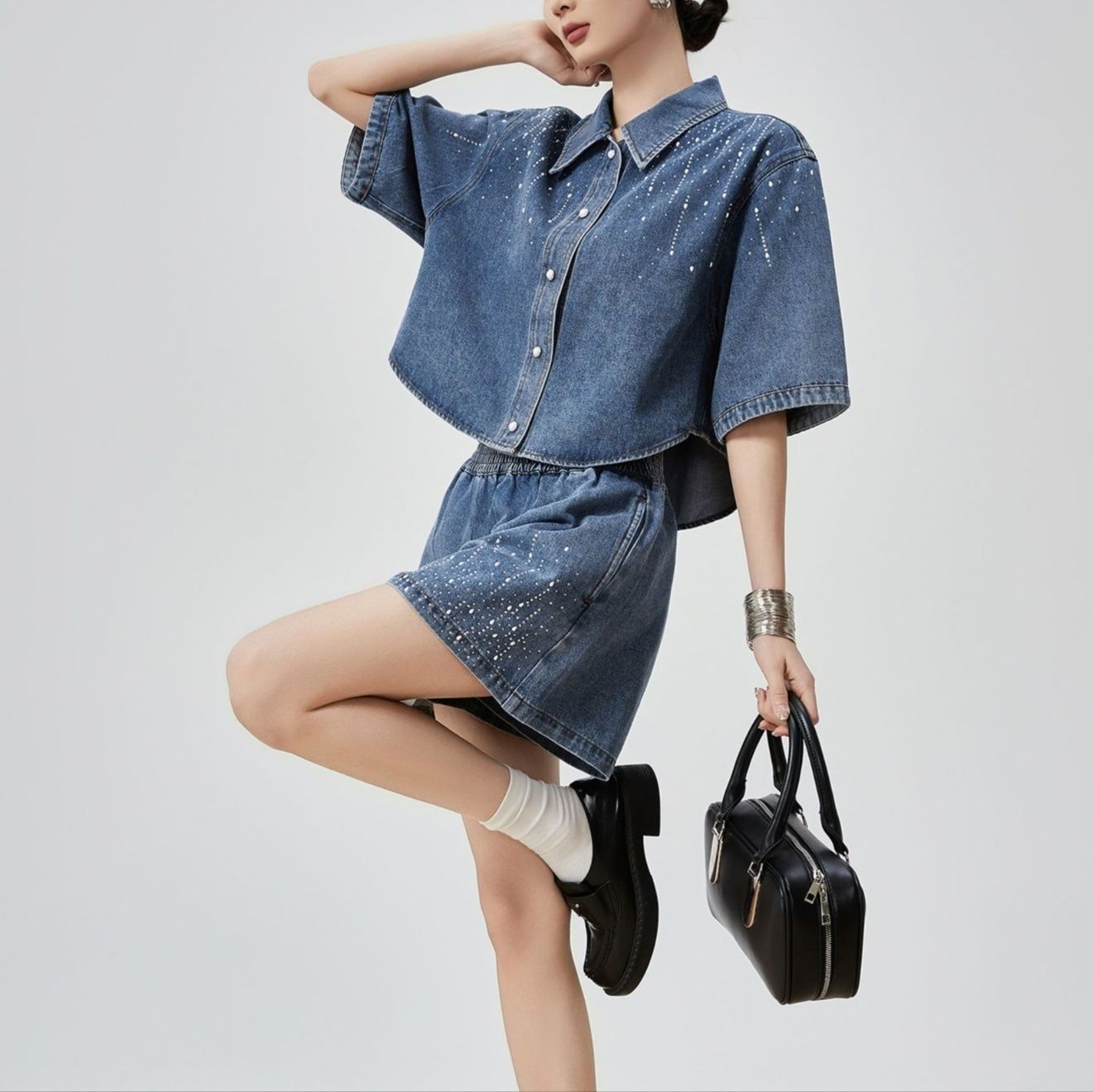 デニムセットアップ 星空きらめくデニムセットアップ