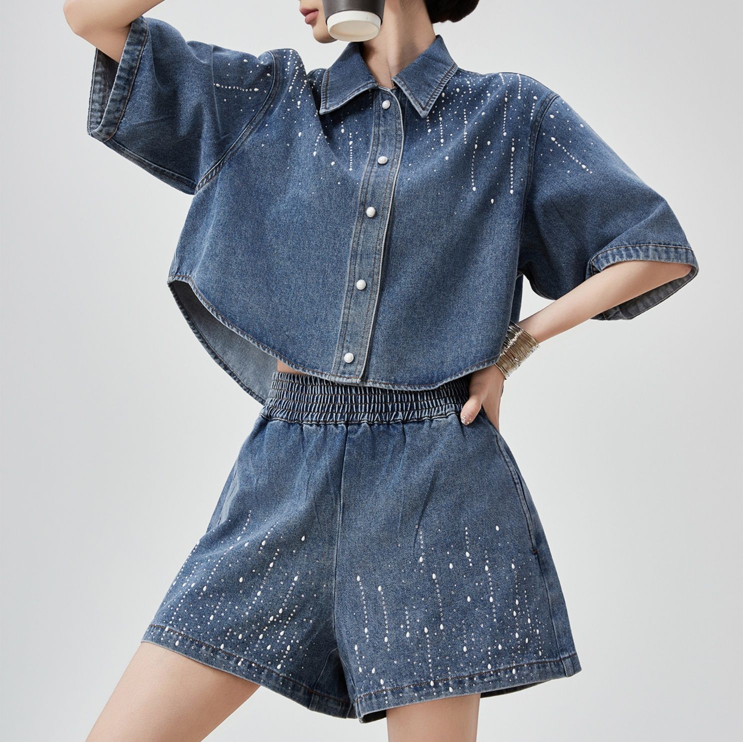 デニムセットアップ 星空きらめくデニムセットアップ