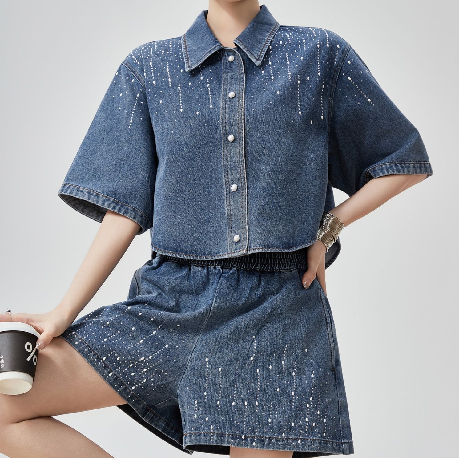 デニムセットアップ 星空きらめくデニムセットアップ