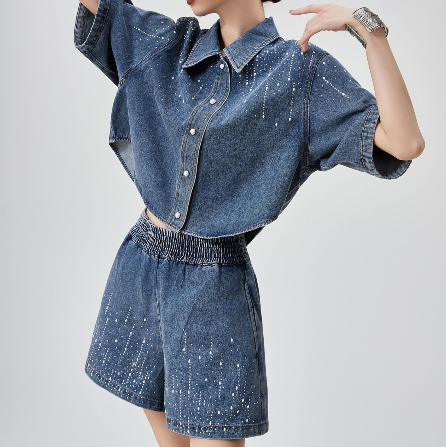 デニムセットアップ 星空きらめくデニムセットアップ