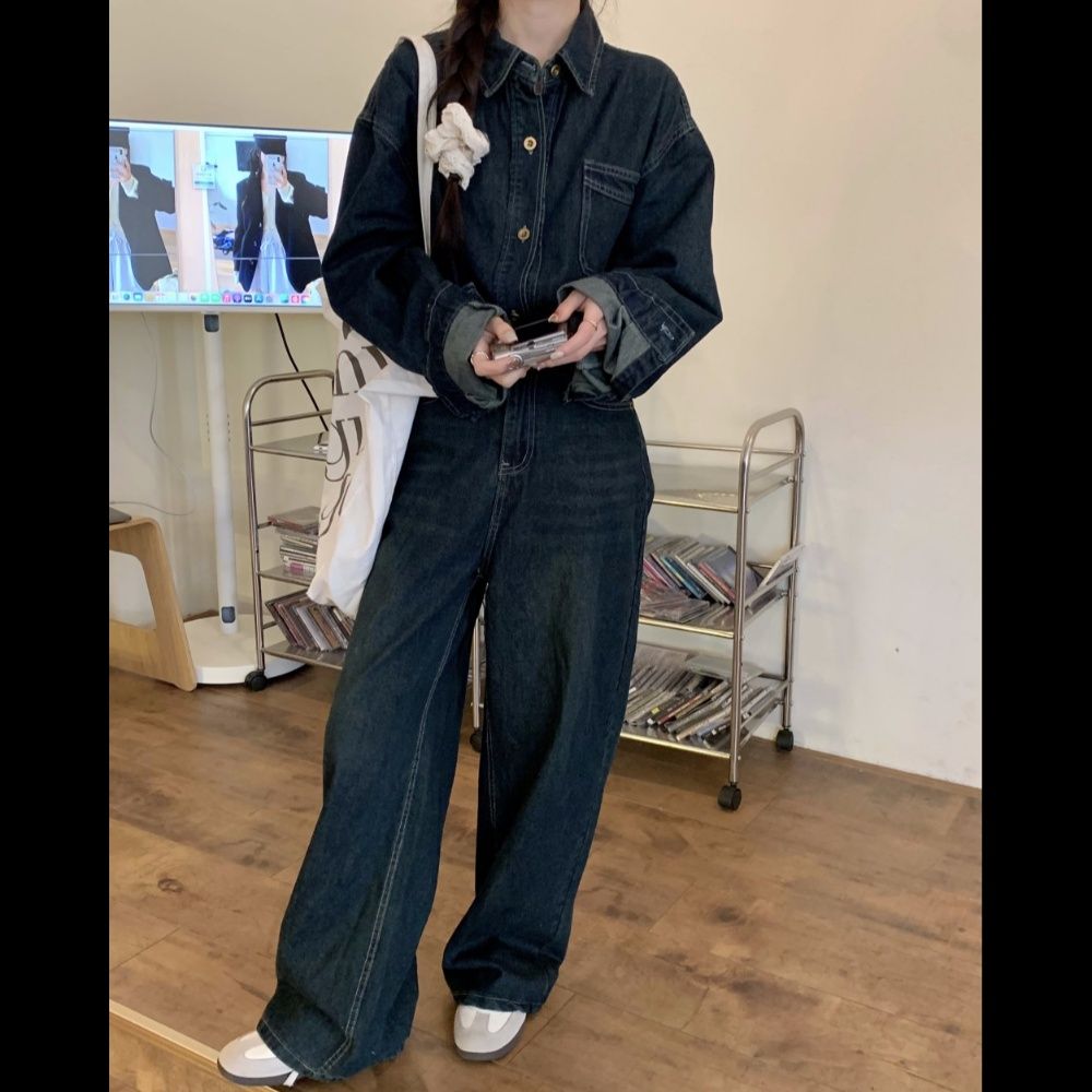 デニムセットアップ こなれ感ゆったりデニムセット