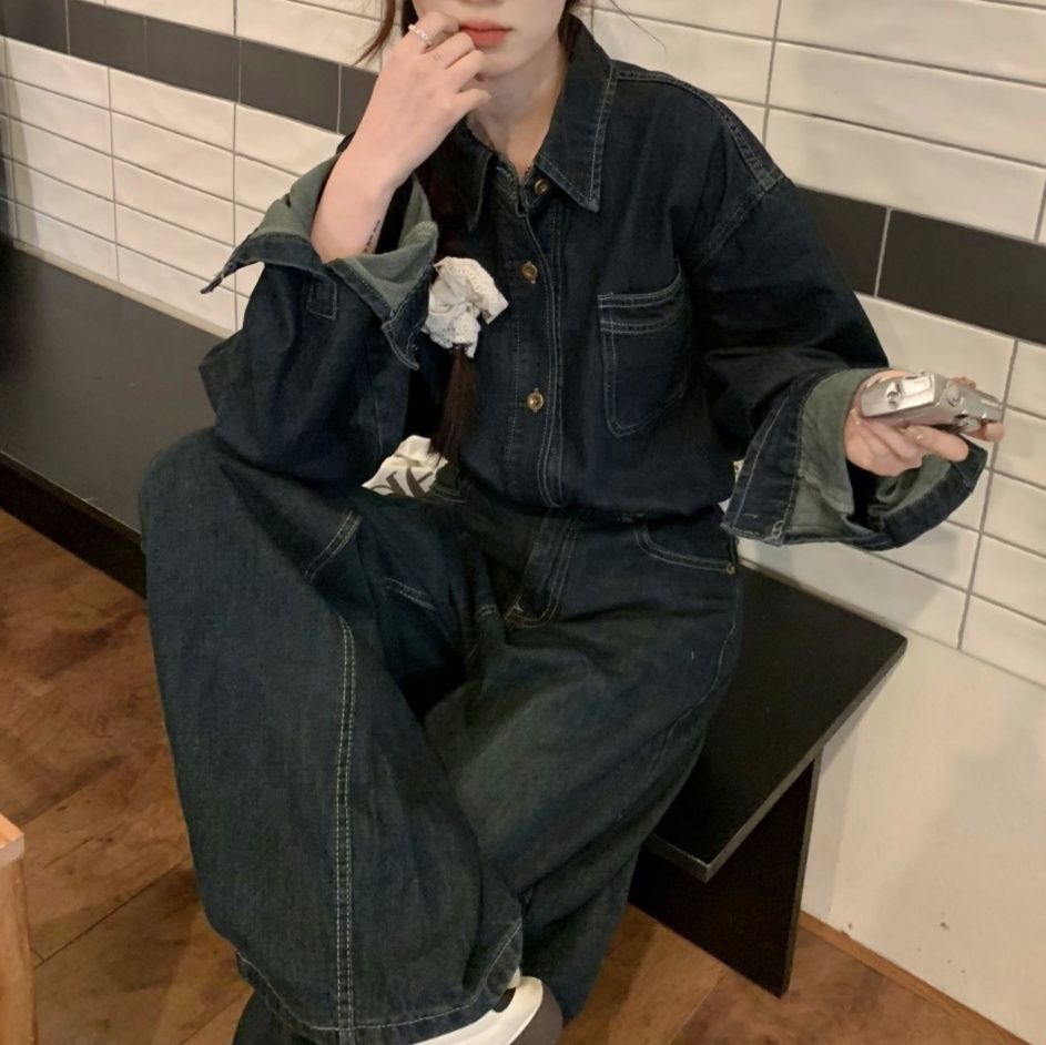 デニムセットアップ こなれ感ゆったりデニムセット