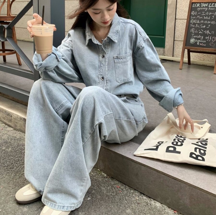 デニムセットアップ こなれ感ゆったりデニムセット