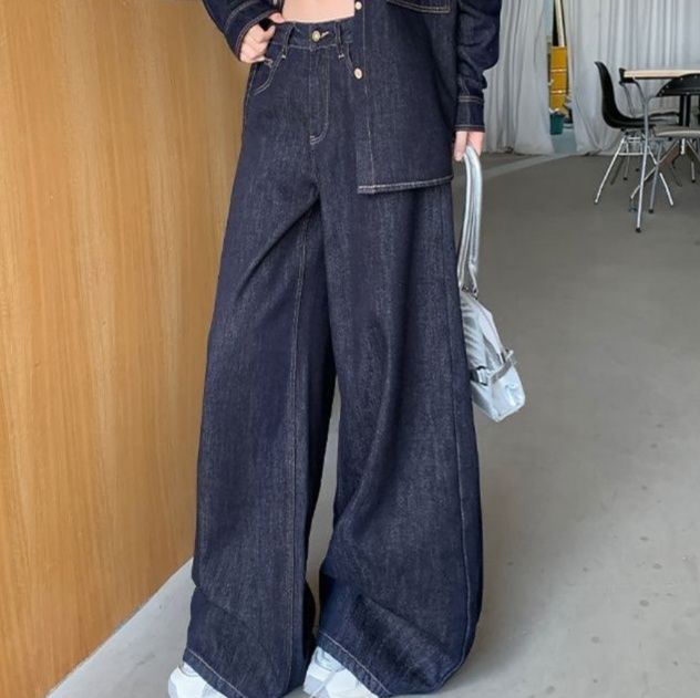 デニムセットアップ ゆったりビッグシルエットシャツジャケット 上下セット