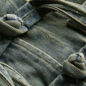 デニムセットアップ レトロ風合い ゆったりジャケット＆ウエストゴムパンツセット