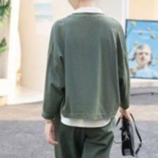 デニムセットアップ レトロ風合い ゆったりジャケット＆ウエストゴムパンツセット