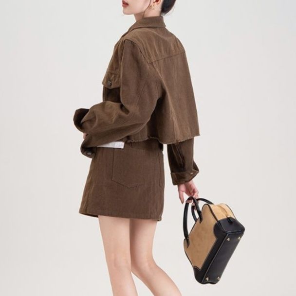 デニムセットアップ クロップド丈デニムジャケット＆ミニスカートセット