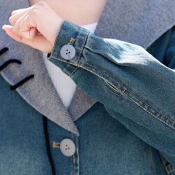 デニムセットアップ レイヤード風ジージャンとワイドパンツの上下セット