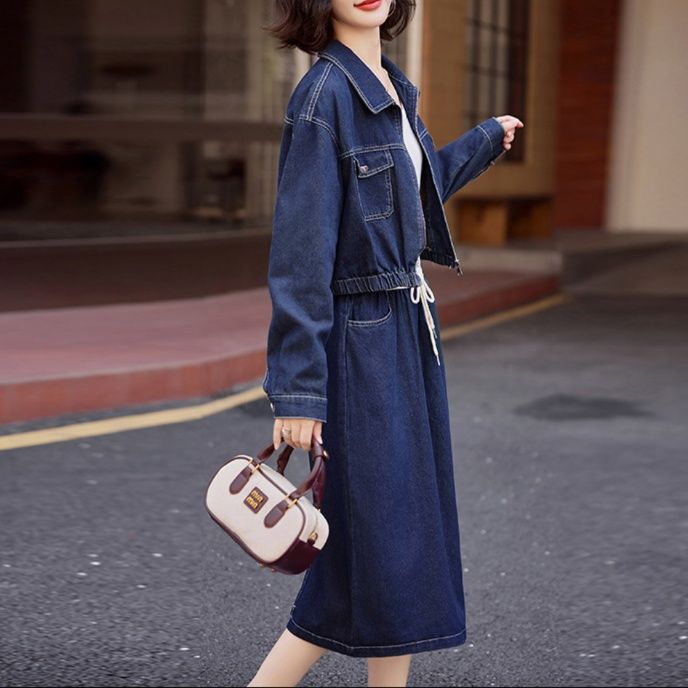   デニム セットアップ デニムジャケット デニムスカート デニムセットアップ 重ね着風デニムジャケットとミニスカートのセット