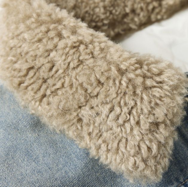 デニムセットアップ 裏起毛 ボア付きジージャンとワイドパンツの上下セット