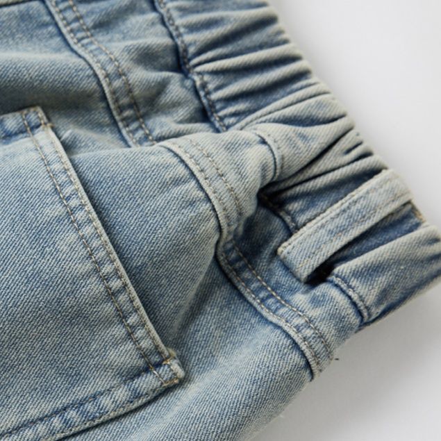 デニムセットアップ 裏起毛 ボア付きジージャンとワイドパンツの上下セット