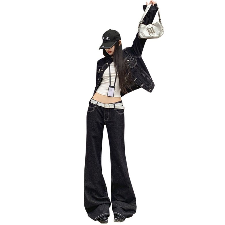 デニムセットアップ リジッドデニム ショート丈ジャケットとフレアパンツの二点セット