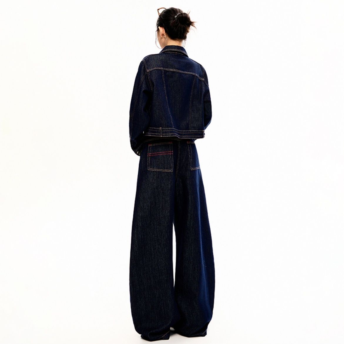 デニムセットアップ ワイドシルエット ショートジャケット ワイドパンツ セットアップ