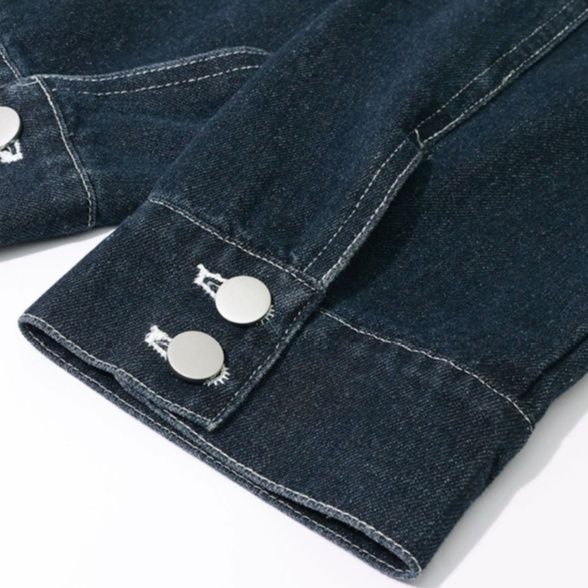 デニムセットアップ ステッチデザインデニムジャケットワイドパンツセットアップ