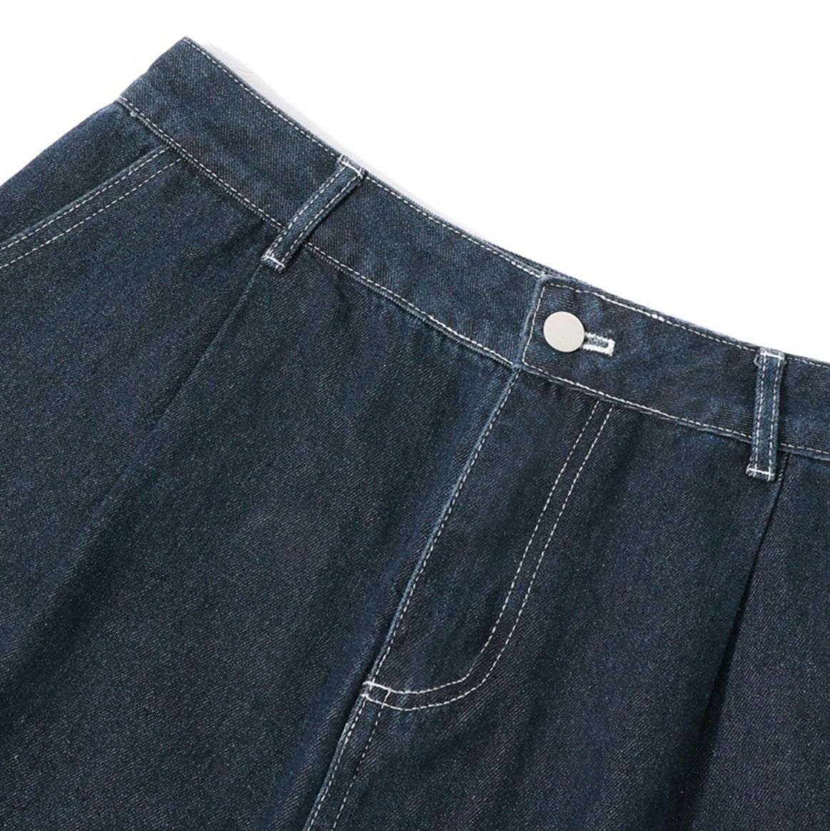 デニムセットアップ ステッチデザインデニムジャケットワイドパンツセットアップ