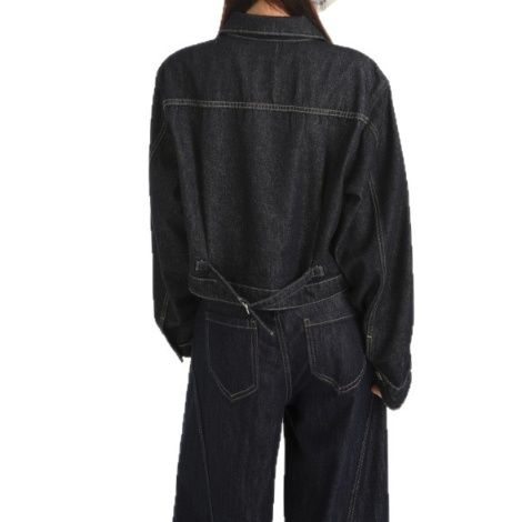 デニムセットアップ クラシックステッチデニムジャケットワイドパンツセットアップ