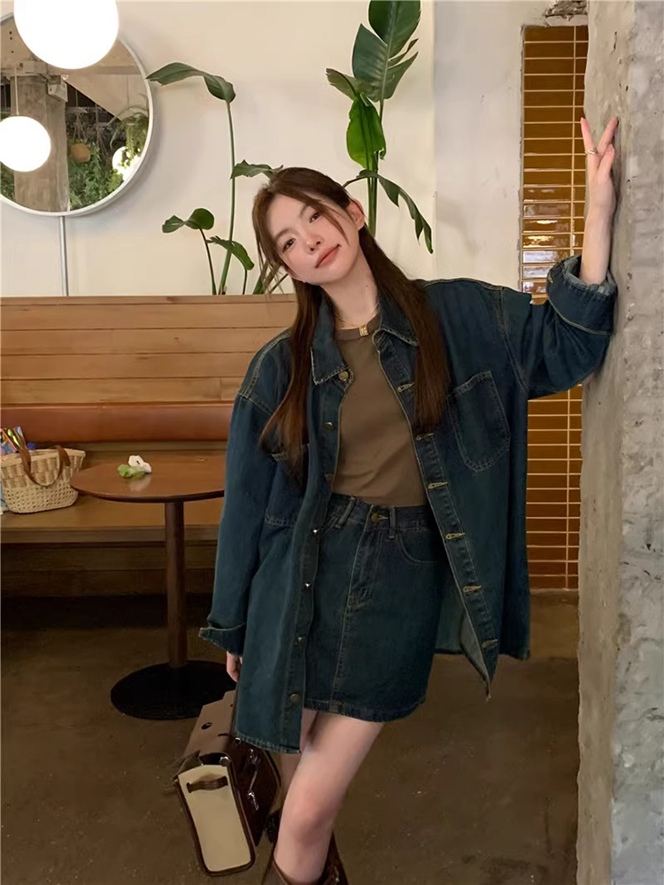デニムセットアップ ゆったりシルエットデニムセットアップ