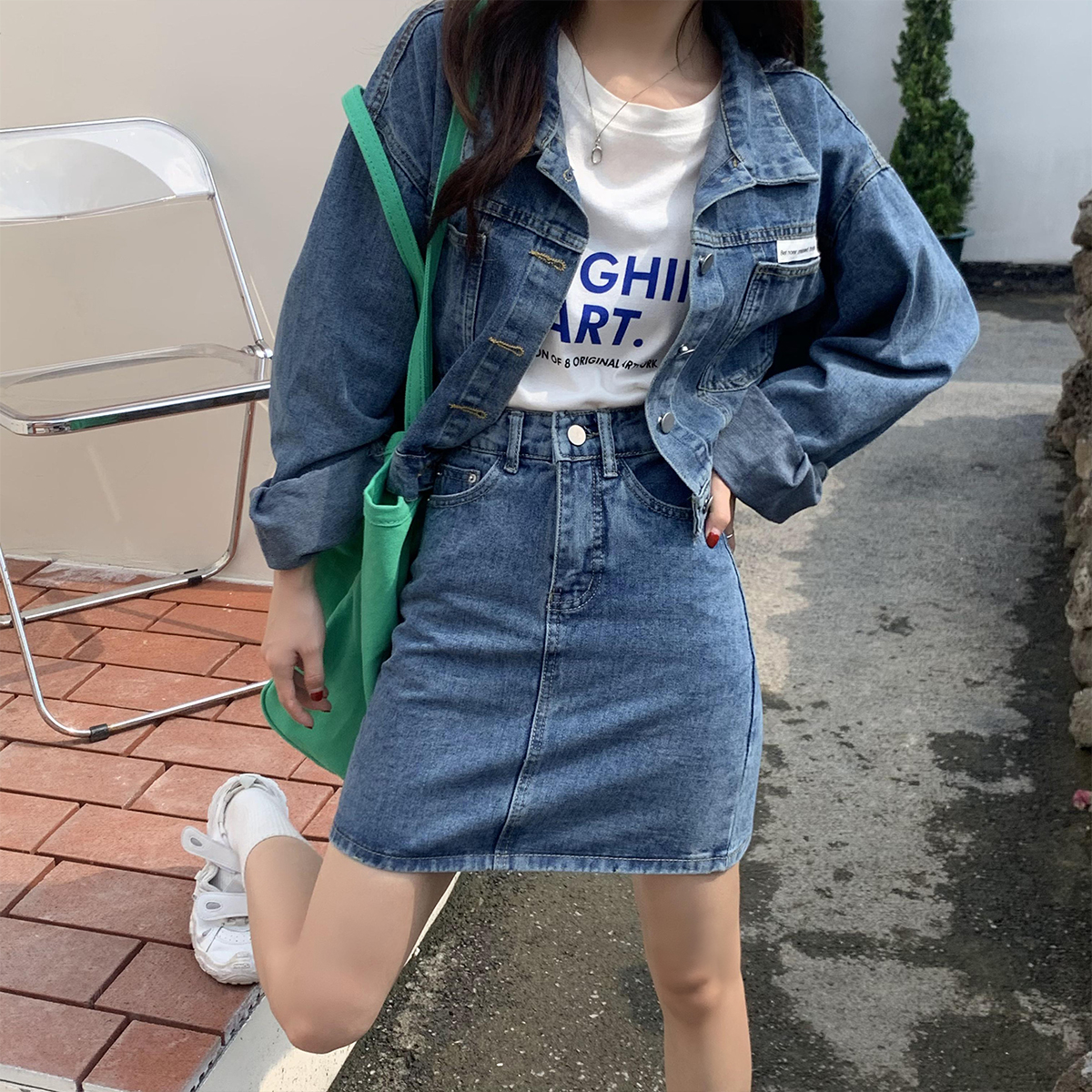 デニムセットアップ こなれ感ジャケット＆ミニスカート