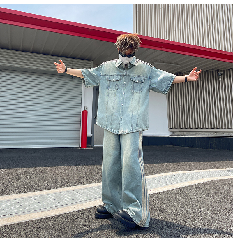 デニムセットアップ ゆったりワイドデニムセットアップ