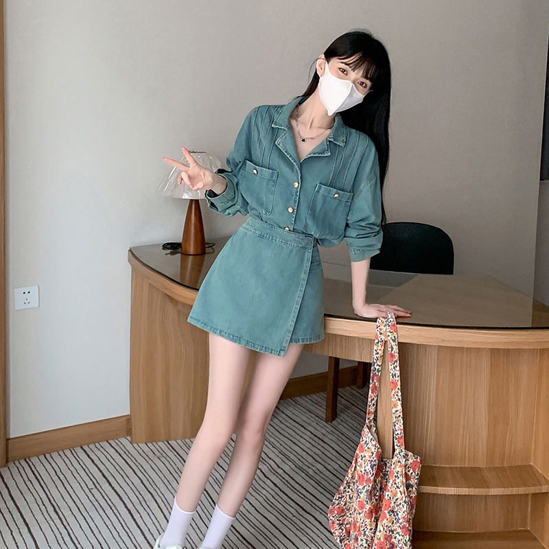 デニムセットアップ ミニスカート デニムセットアップ