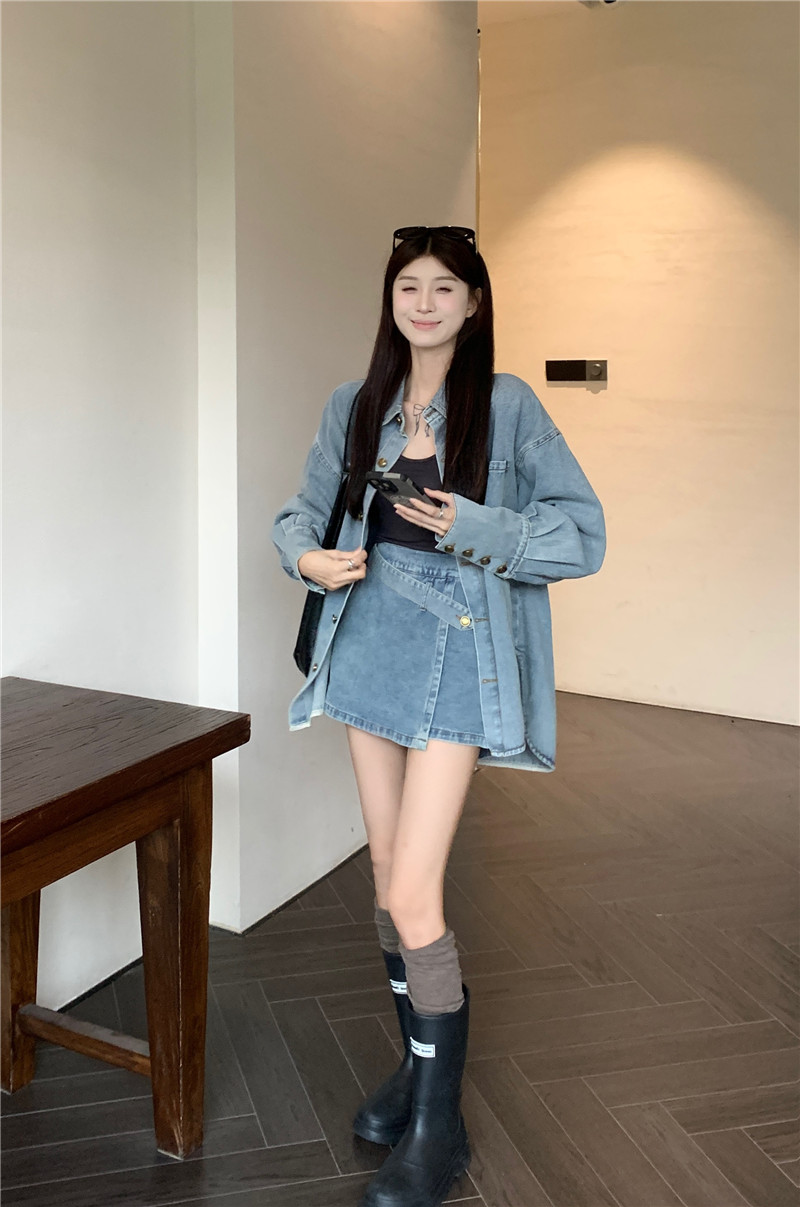デニムセットアップ ゆったりシルエット デニムセットアップ