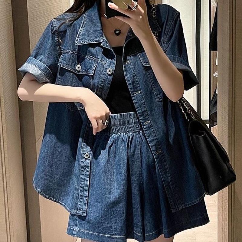 デニムセットアップ リラックスデニムシャツセットアップ