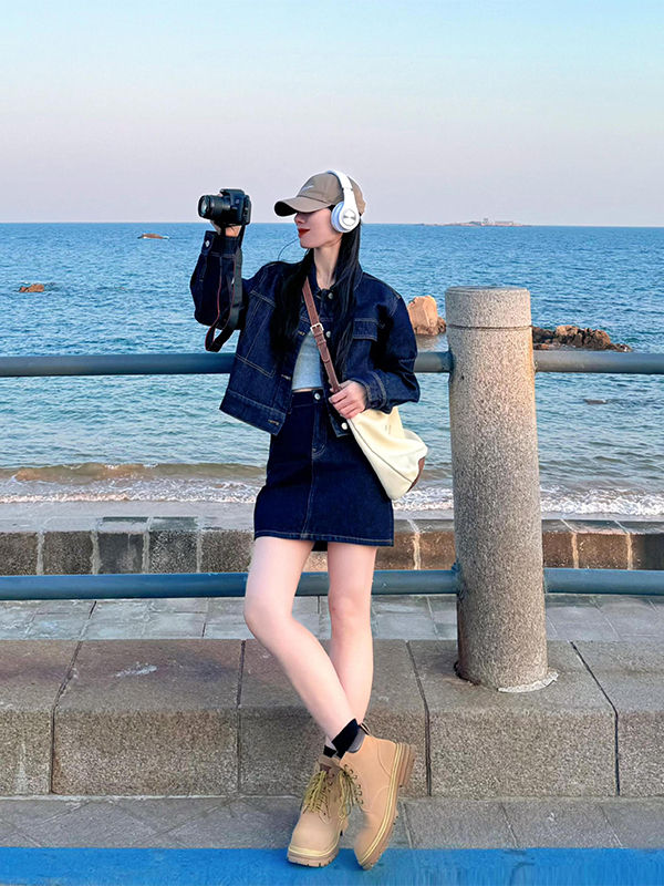 デニムセットアップ 海辺の休日ジャケット×ミニスカート