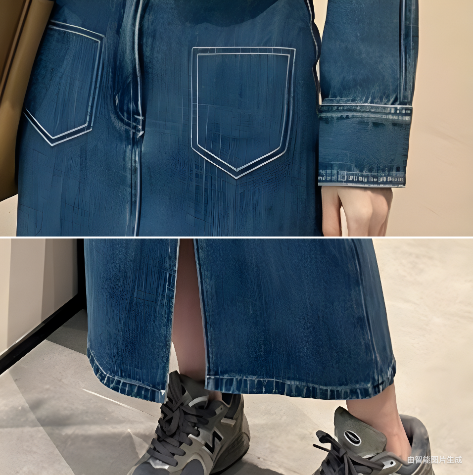 デニムセットアップ クロップドジャケット＆ロング丈スカート