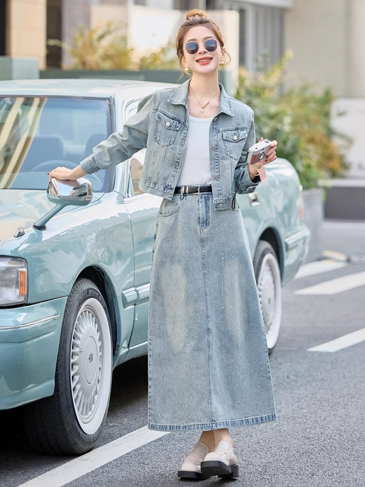 デニムセットアップ 大人のデニムジャケット＆ロングスカート