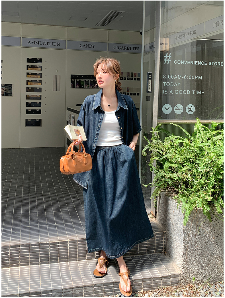 デニムセットアップ こなれ感ゆったりシルエット上下セット