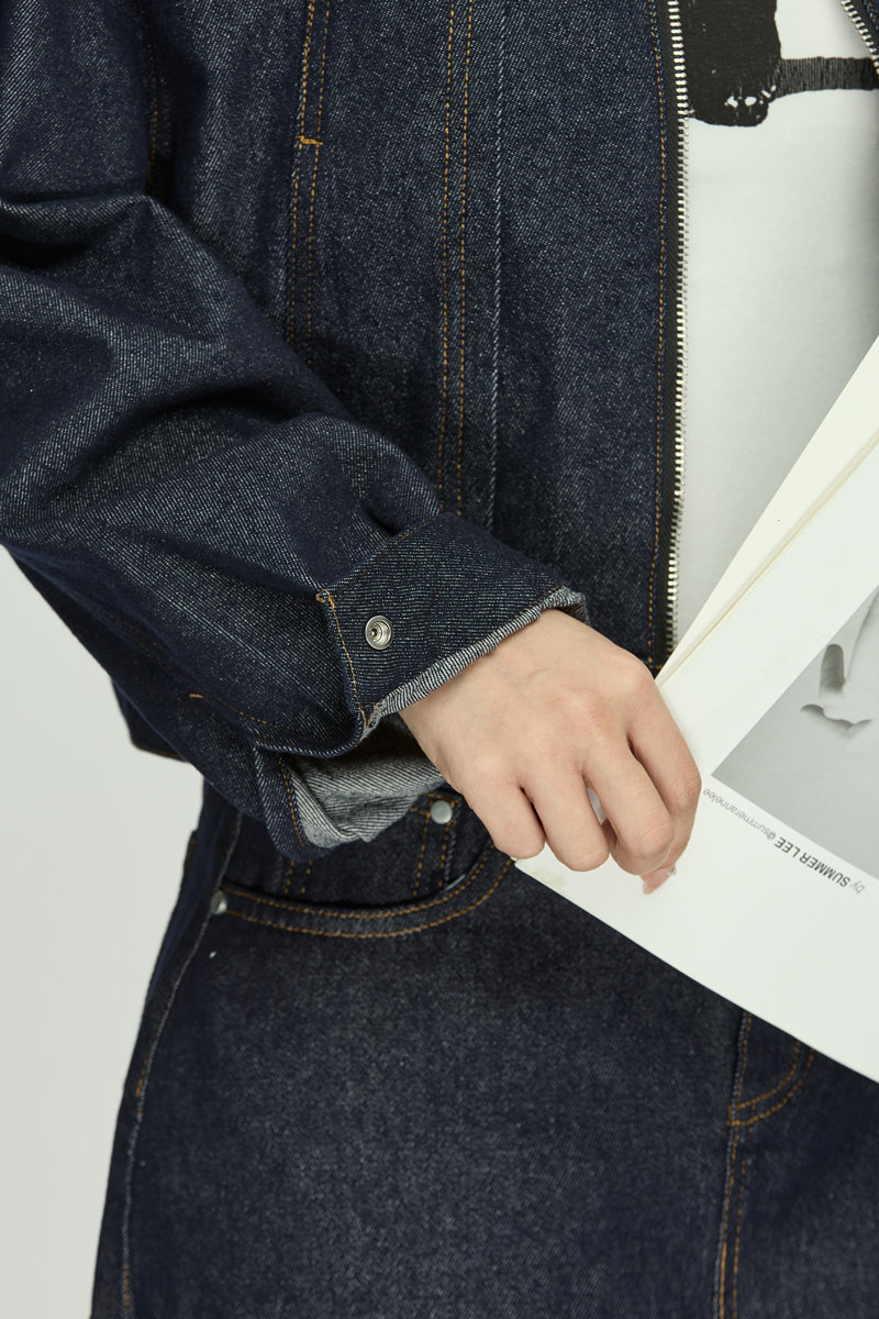 デニムセットアップ ダブルステッチ デニム ミニスカートセット