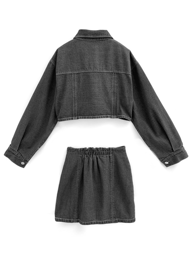 デニムセットアップ ショート丈ジャケット×ミニスカートセット