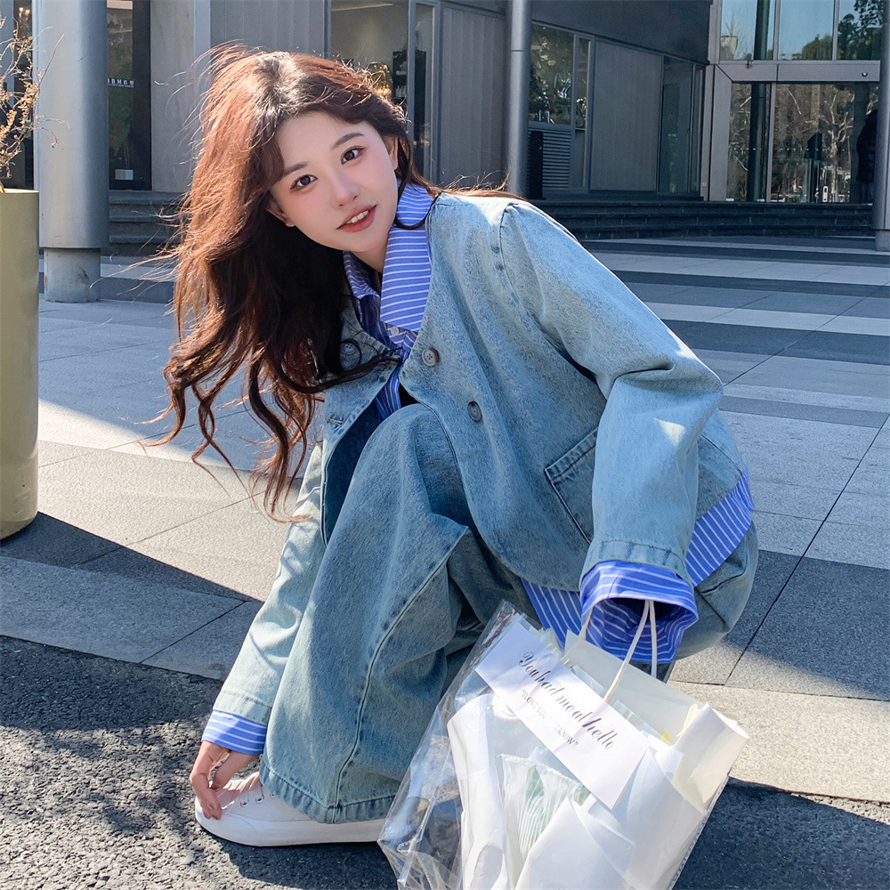 デニムセットアップ ゆったりシルエット上下セット