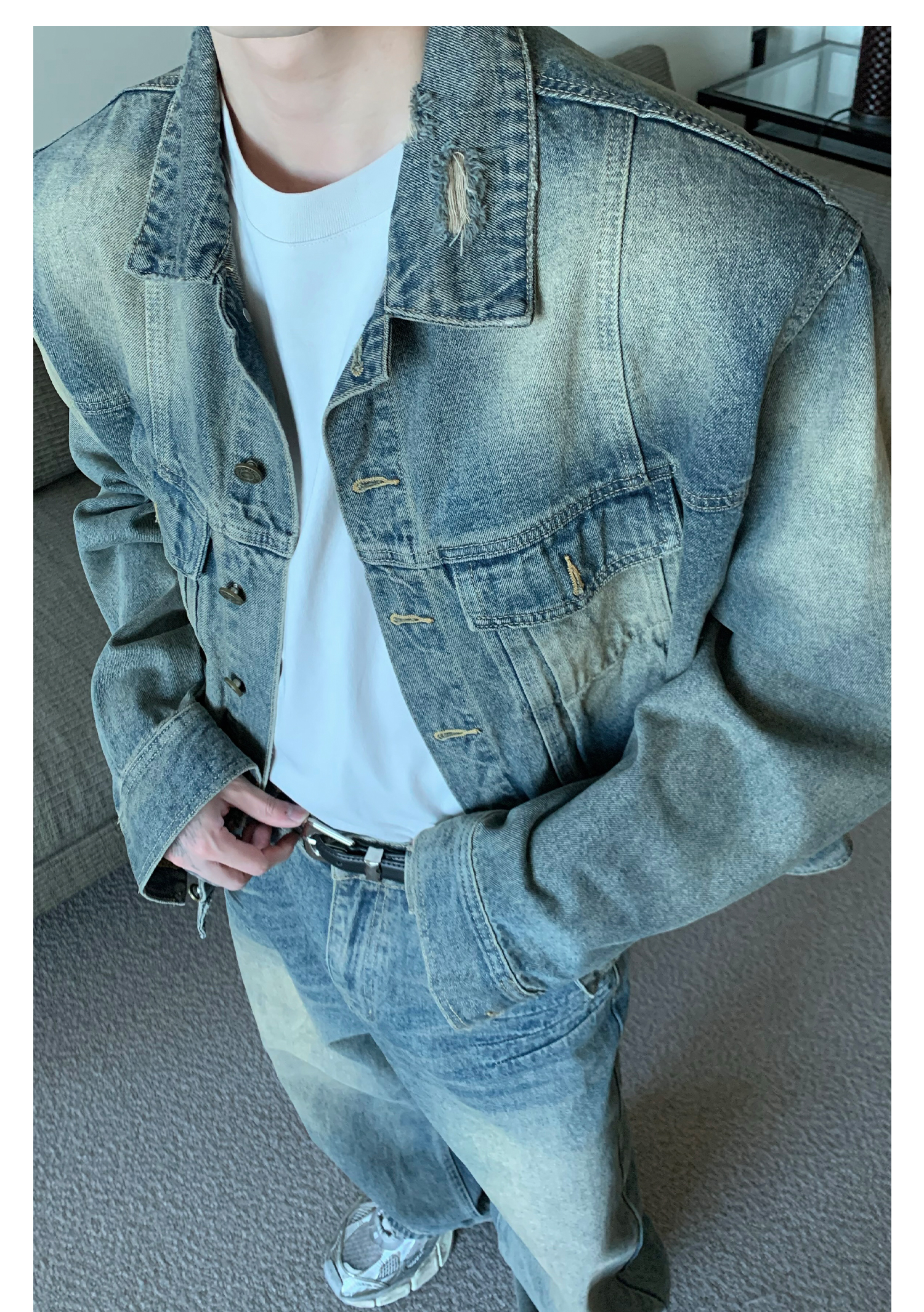 デニムセットアップ ゆったりシルエット デニム上下セット