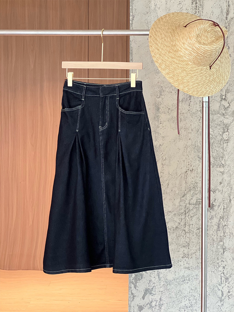 デニムセットアップ ノースリーブベスト×ロングスカート