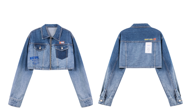 デニムセットアップ クロップド切替ジャケット×スカート