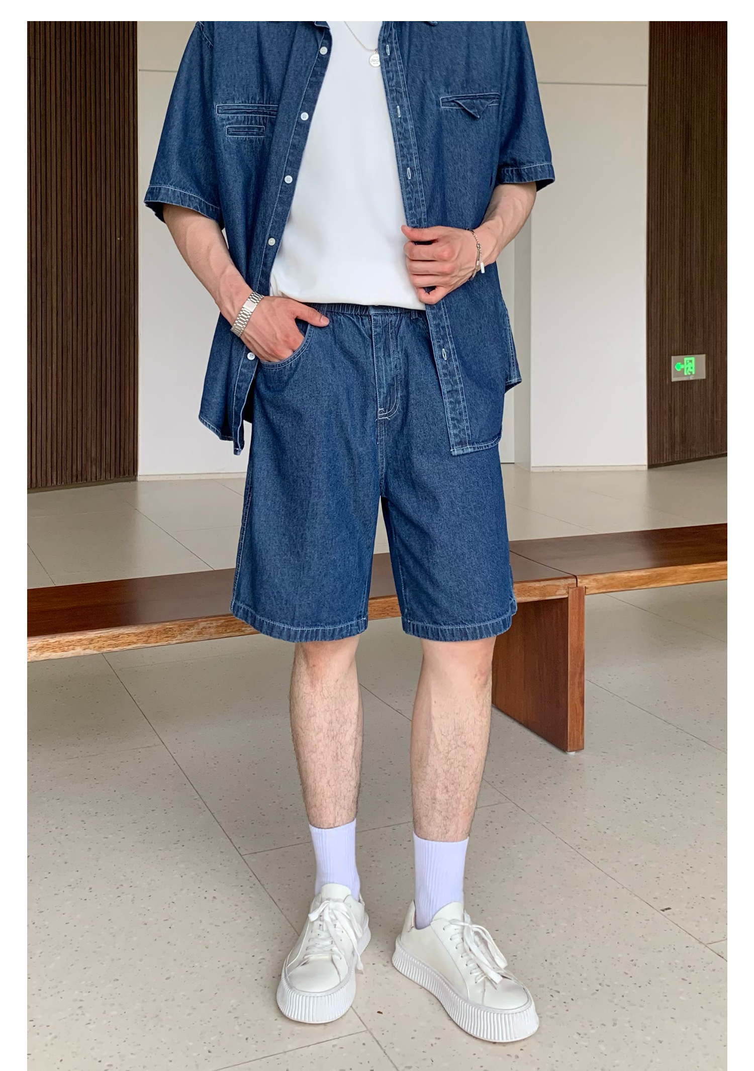 デニムセットアップ こだわり半袖デニムセットアップ