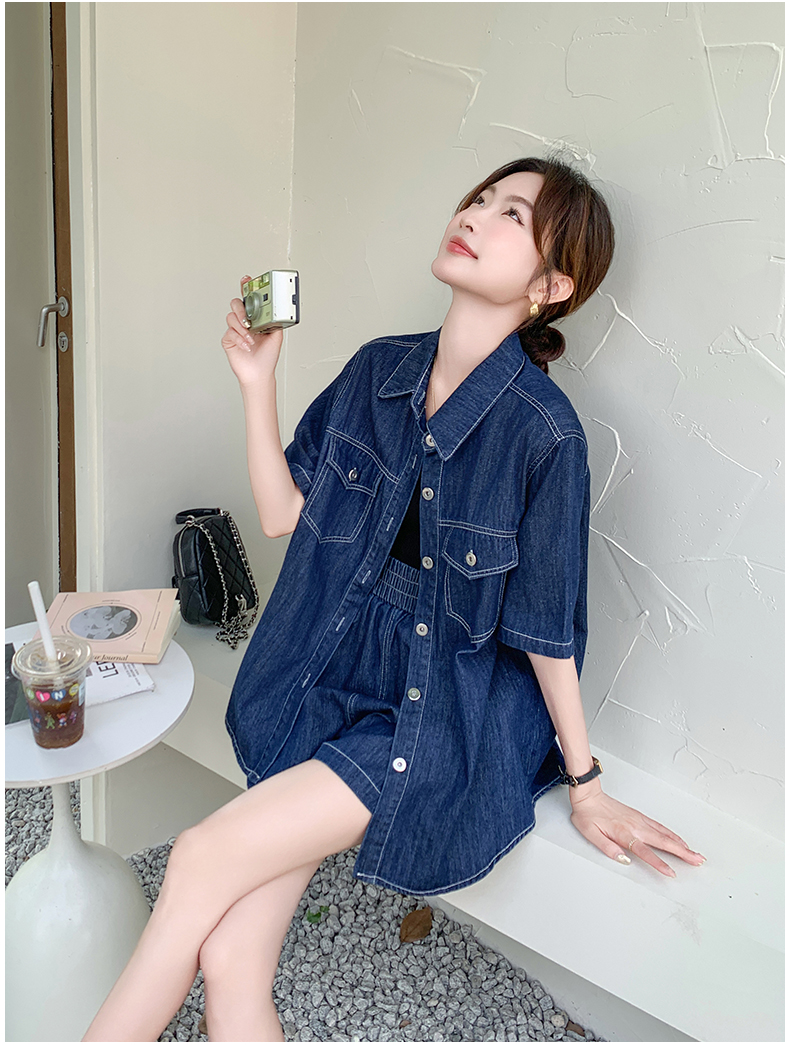 デニムセットアップ ゆったりシルエット デニムシャツセット