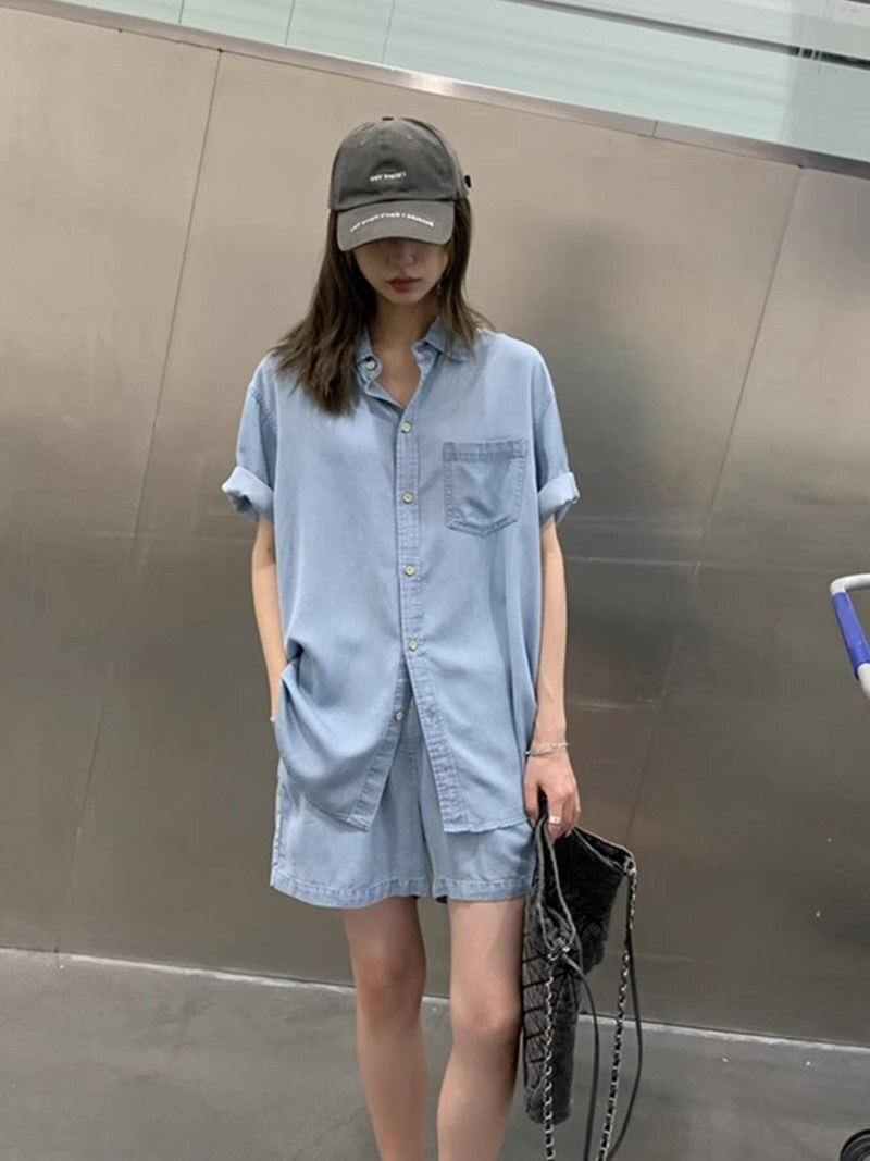 デニムセットアップ こなれ感ゆるシルエット上下セット