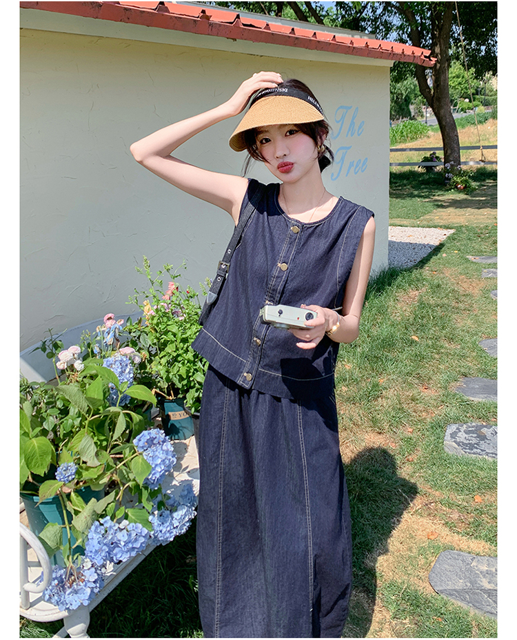デニムセットアップ 日常彩る縫い目際立つセットアップ