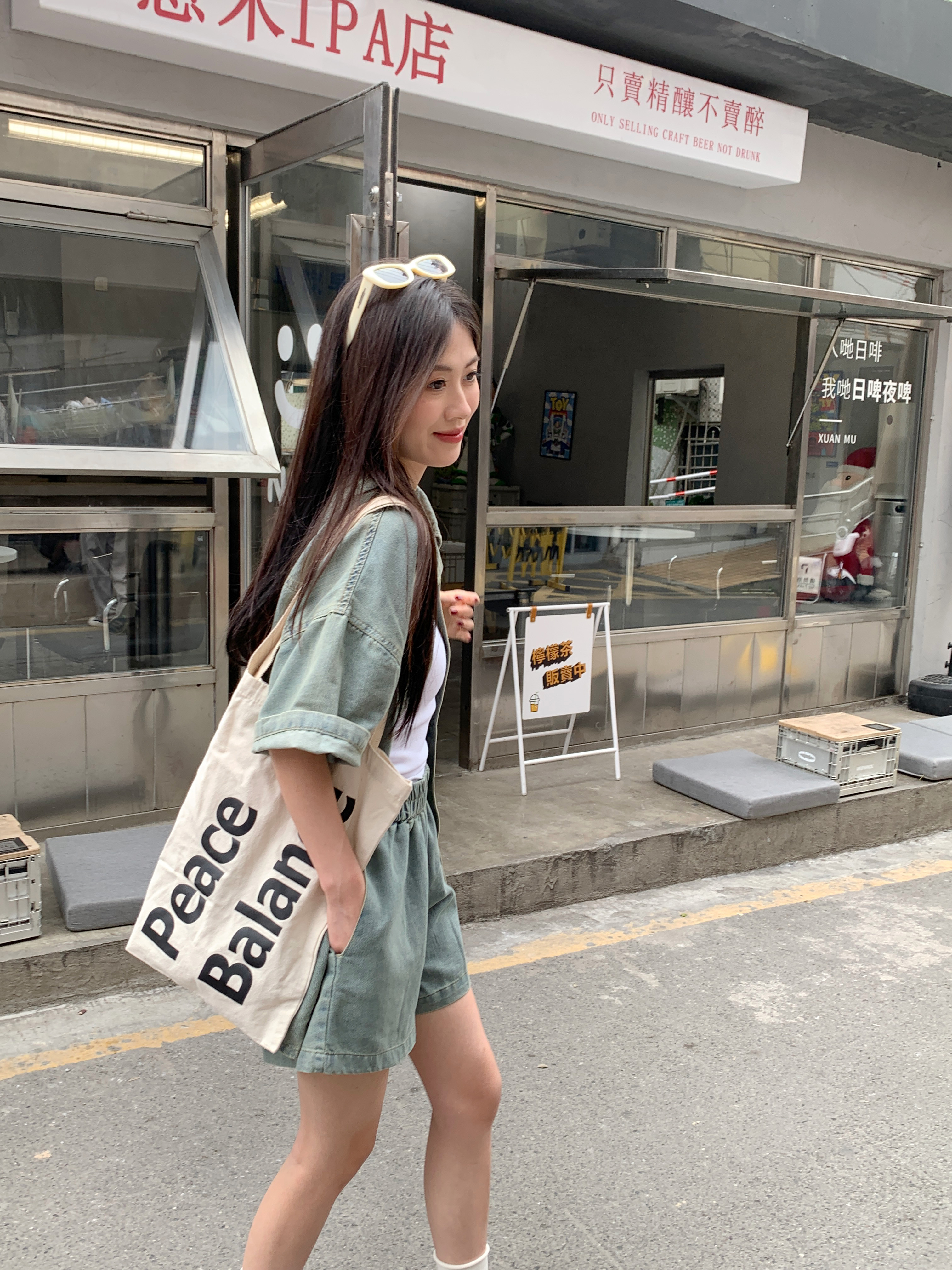 デニムセットアップ ゆったりシルエット上下セット