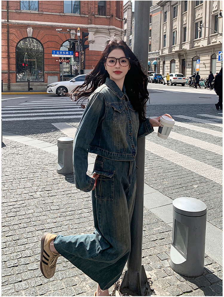 デニムセットアップ 大人のゆとりデニムロングセット