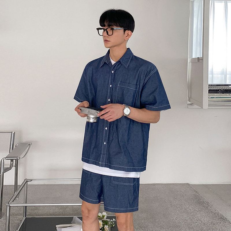 デニムセットアップ 涼風シャツショートパンツセット