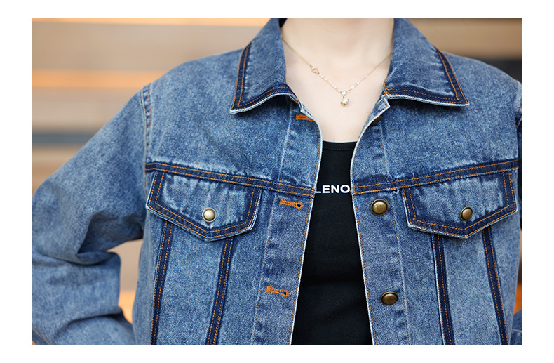 デニムセットアップ クロップド丈ジャケット×ロングスカート